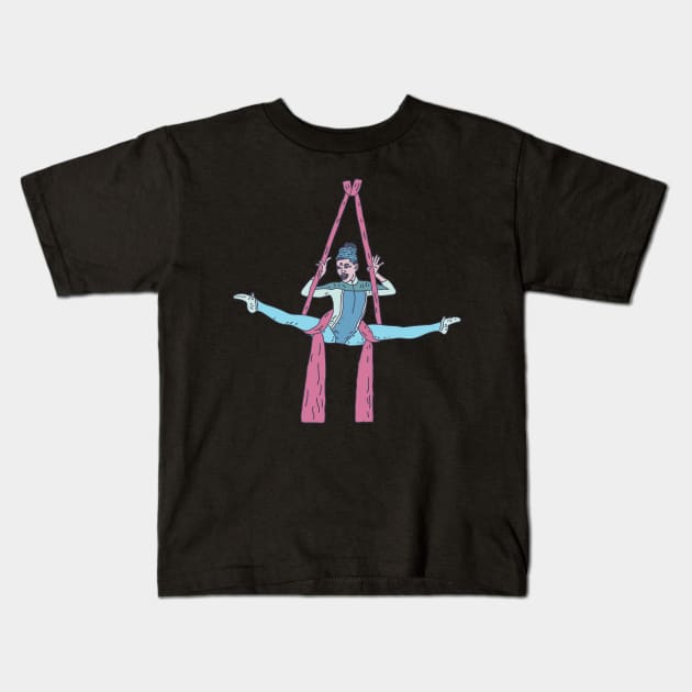 Trapeze Artist - Female Aerial Silk - Circus Performance Kids T-Shirt by DeWinnes